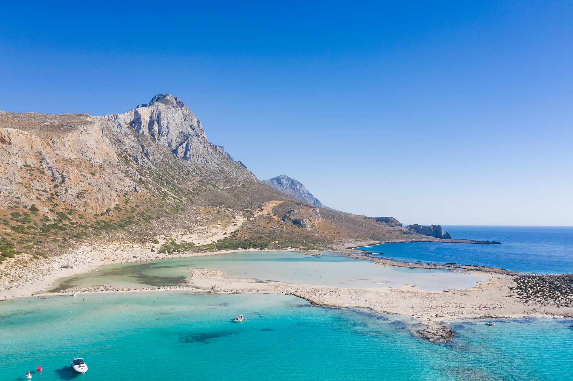 Vista aérea de la playa y laguna de Balos en la isla de Creta, Grecia