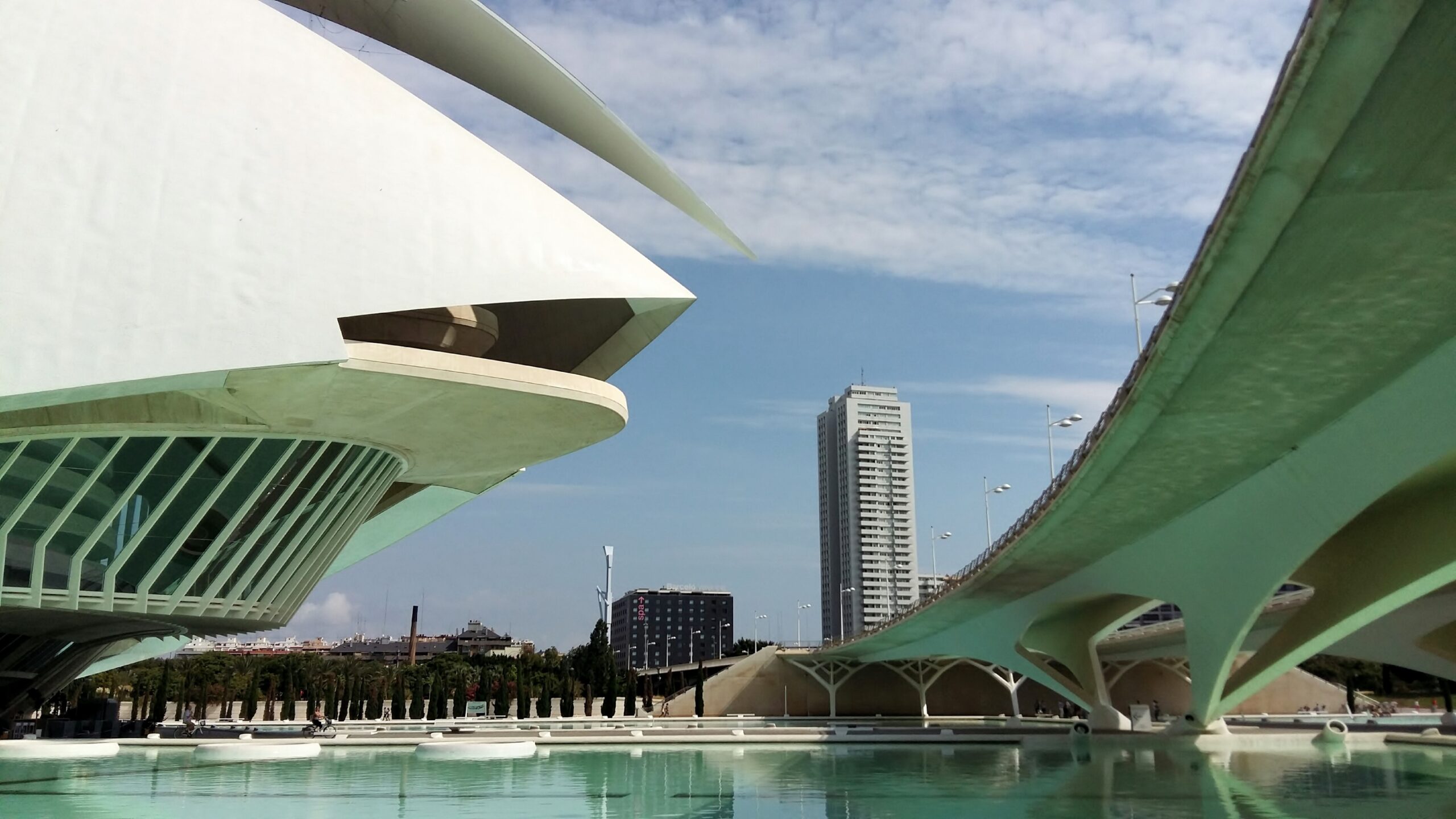Ciudad de las Artes y las Ciencias de Valencia reflejada en el agua
